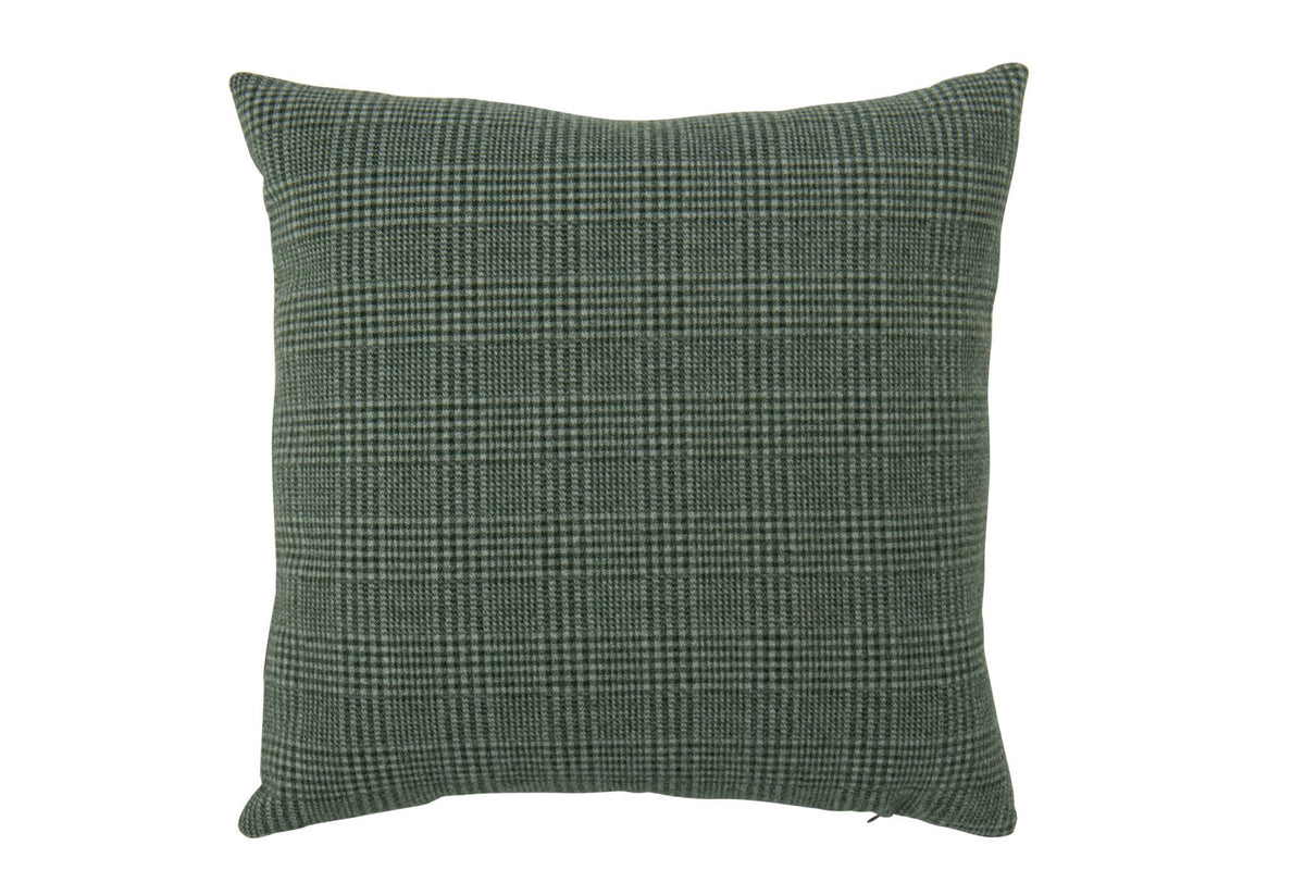 J-Line Kussen met ruitmotief - polyester - groen