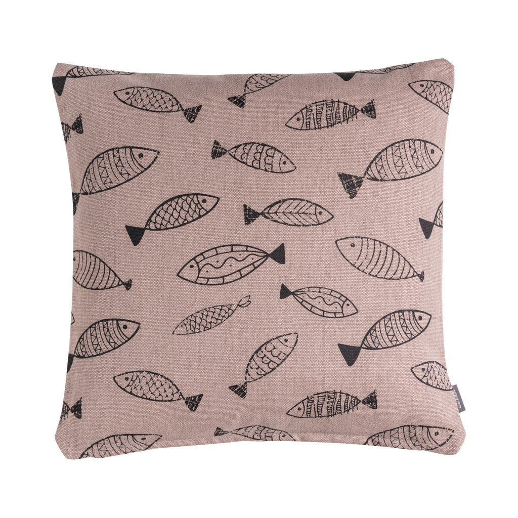 Fishes kussen Taupe zwart 45x45cm