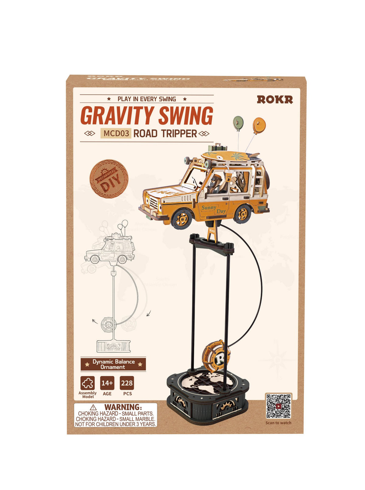 Robotime, 3D Houten Puzzel, Road Tripper, DIY Pendulum, MCD03, 16,9,5x37,5cm