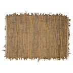 Vloerkleed gerecycled leer franjes camel 60x90cm