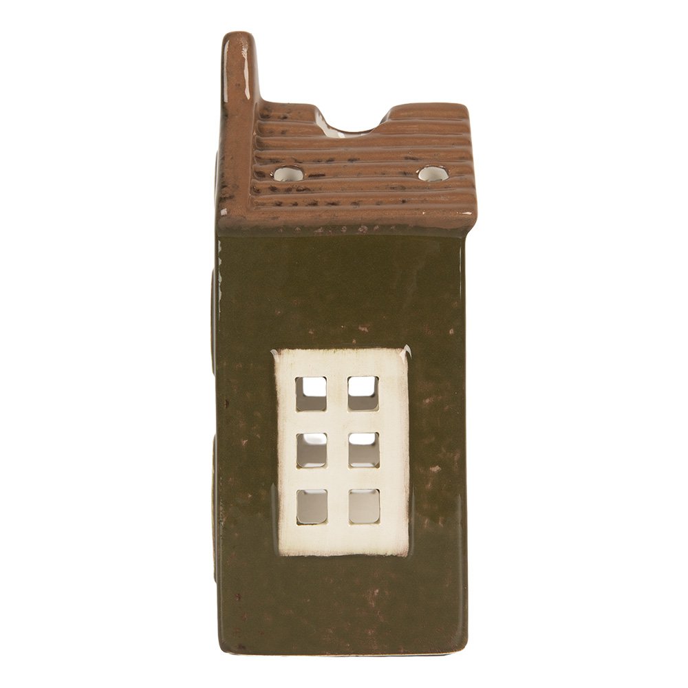 Waxinelichthouder Huis 8x6x16 cm Groen Keramiek