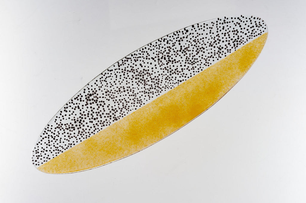 Boho Oval L 44x15 Amber & Black Dots