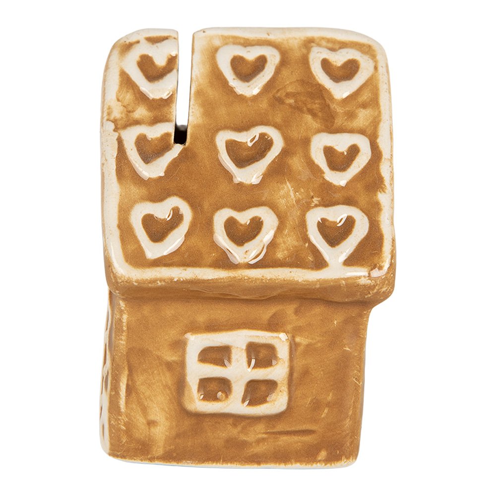 Kaarthouder Gingerbread house 5x4x6 cm Bruin Keramiek