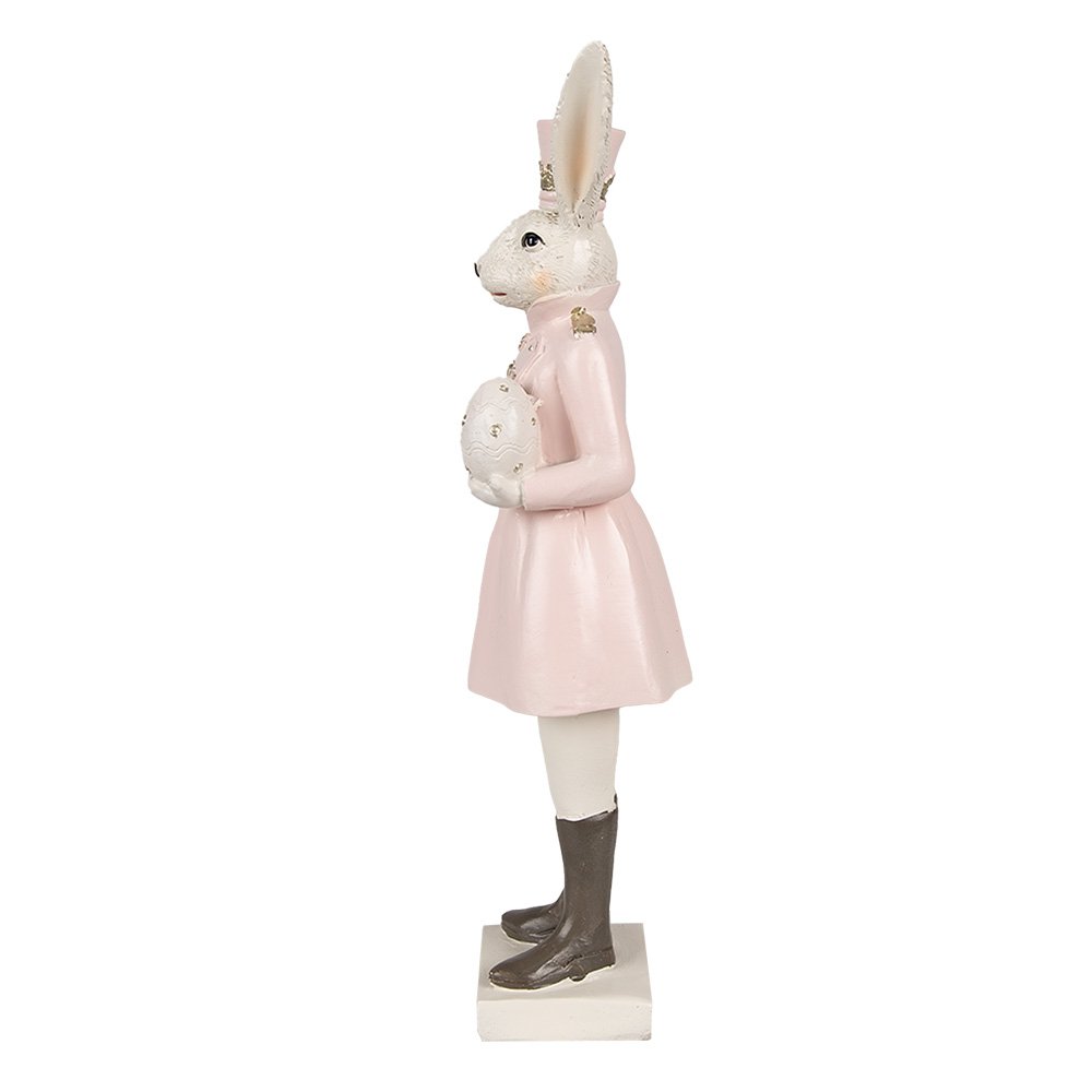 Beeld Konijn 23 cm Beige Roze Polyresin Paasdecoratie