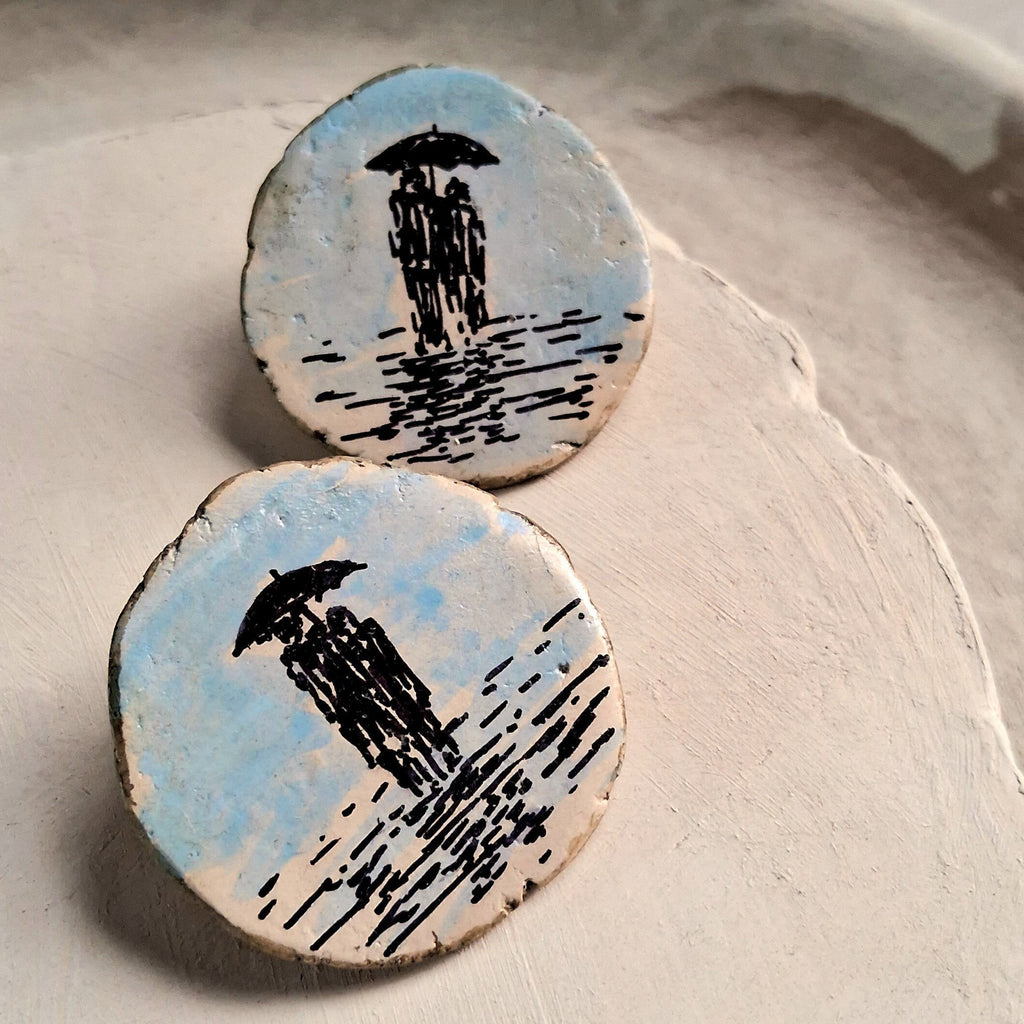 Oorbellen van papier-maché, met de hand geschilderd