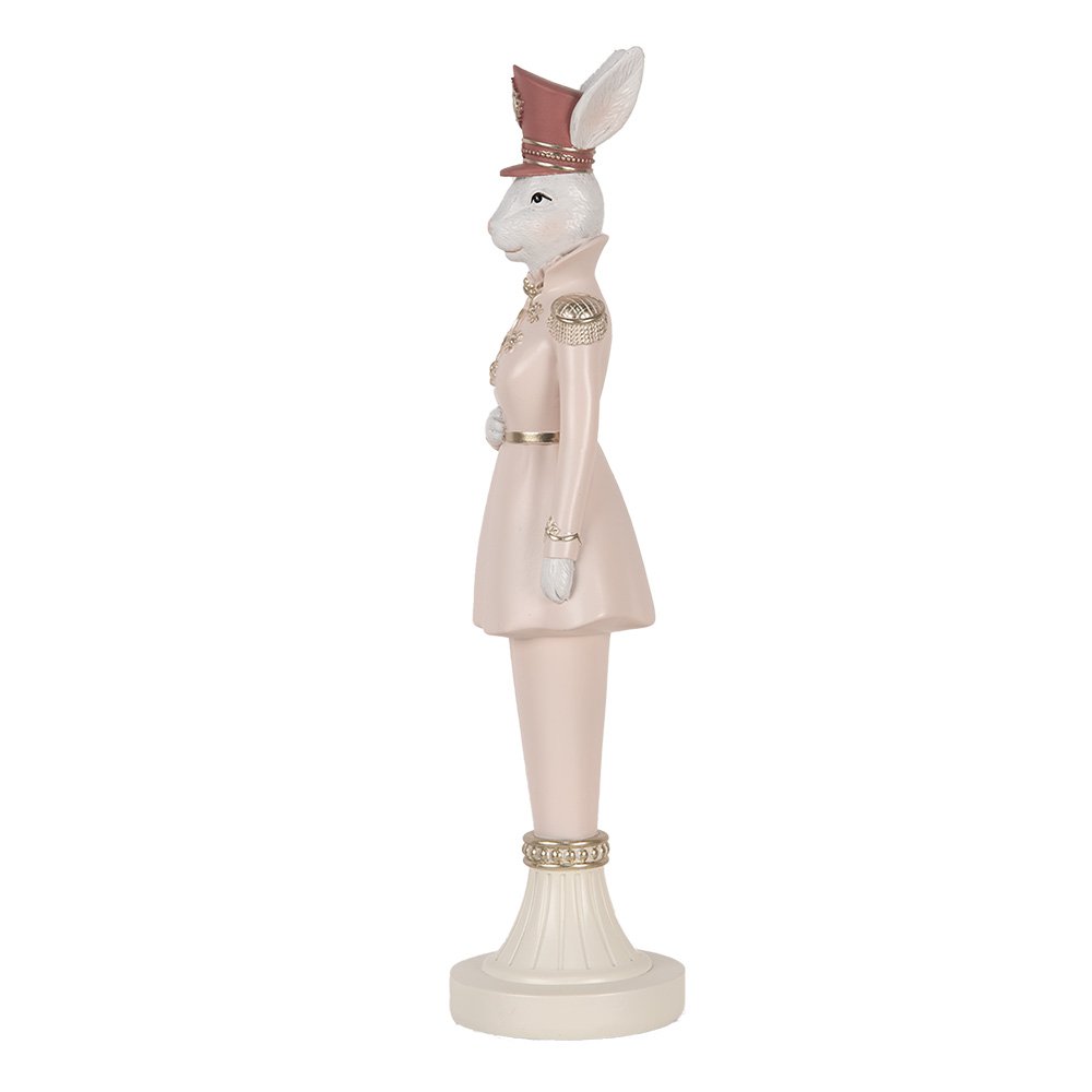 Decoratie Beeld Konijn 35 cm Wit Roze Kunststof