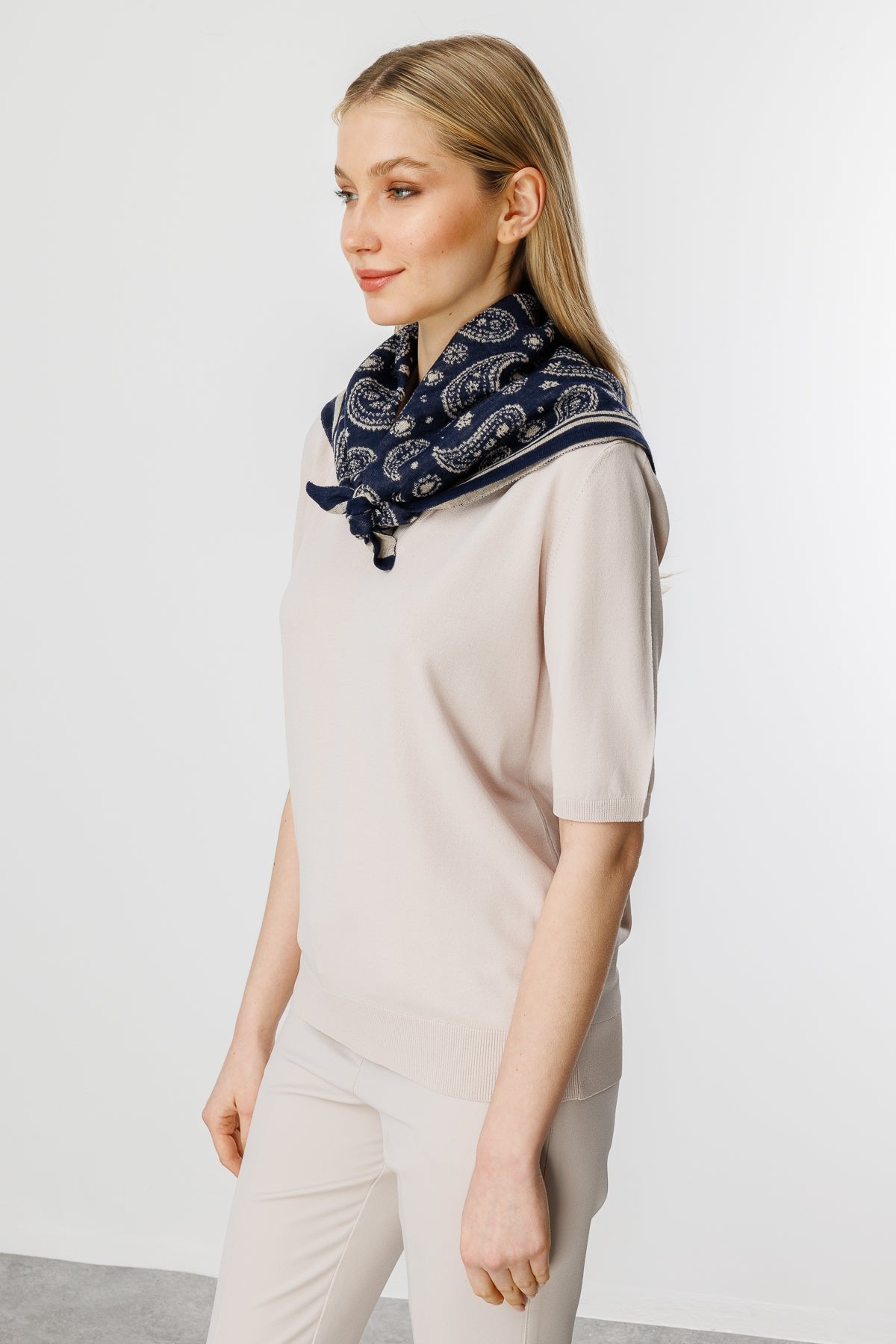Patara Square Foulard Navy-Beige