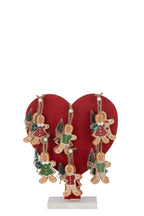 J-Line decoratie Hart + Gingerbread Hangers - multiplex - rood