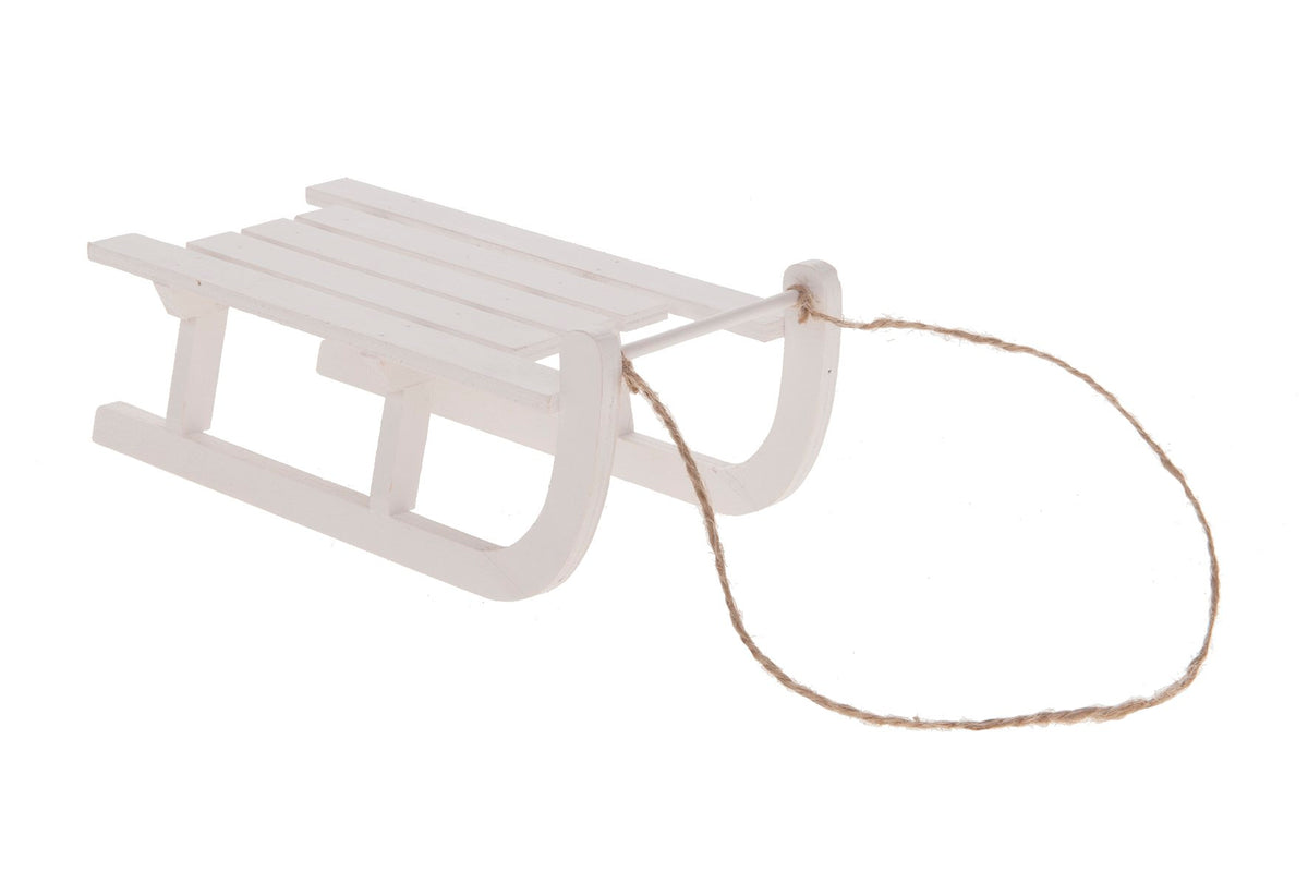 Houten slee 5st 10x4x3cm wit