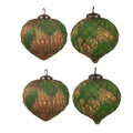 Kerstbal Set van 4 Ø 13x13 cm Bruin Groen Glas Kerstboomversiering
