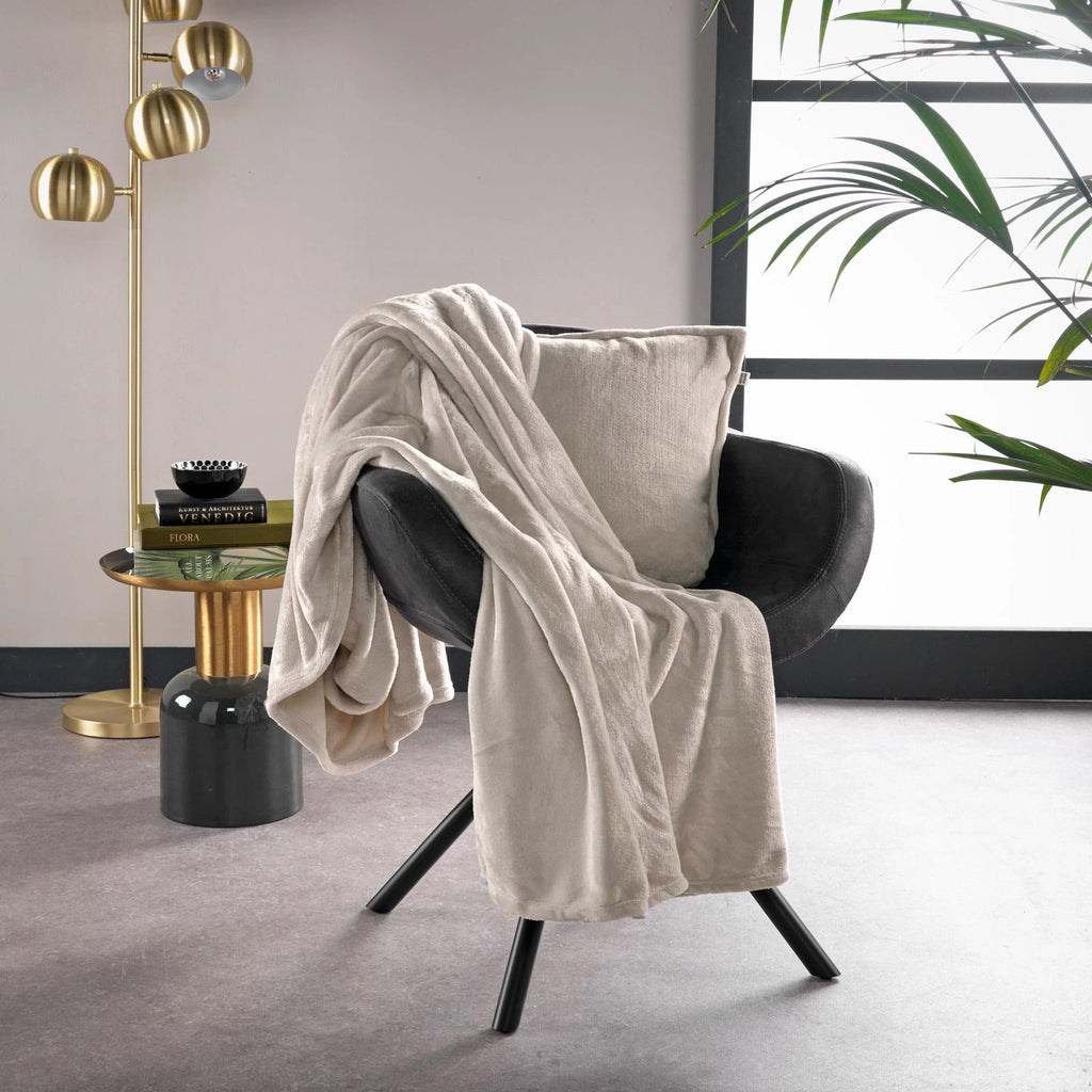 Dutch Decor Marley - Plaid 150x200 cm - Fleecedeken - Extra dik - Puimsteen - Beige