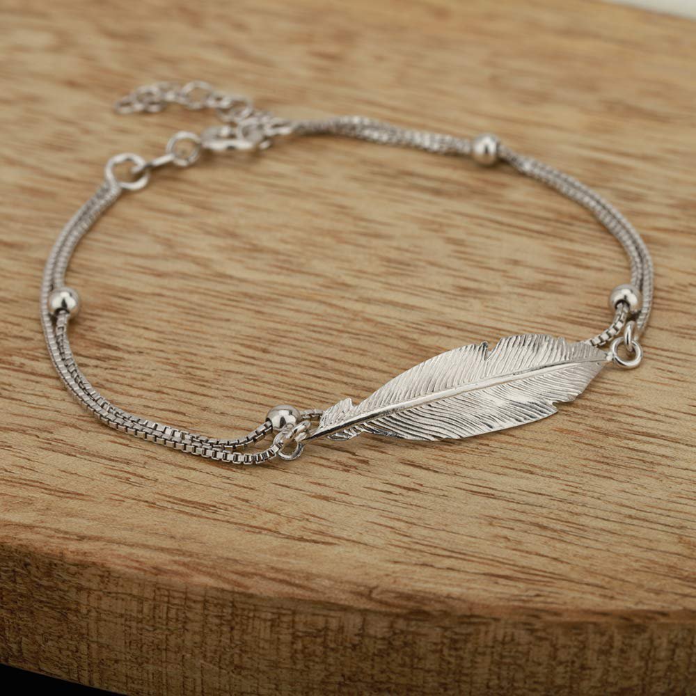 Bladvormige schakelarmband – damessieraden – 925 sterling zilver gerhodineerd – aanslagbestendig