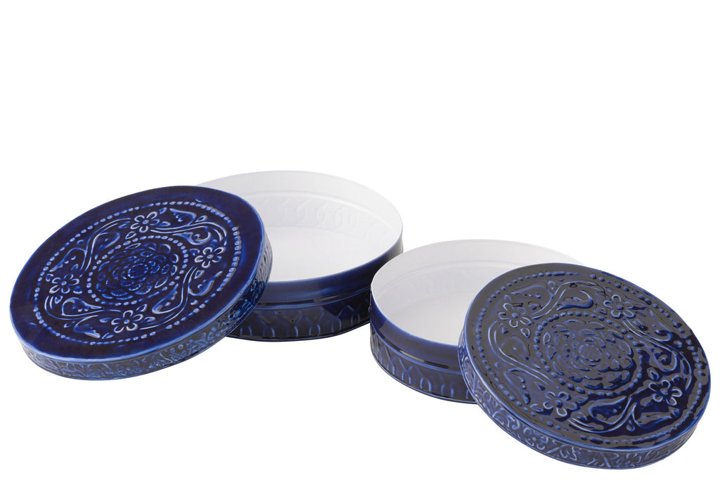 J-Line Set Van Twee Dozen Nag Metaal Blauw