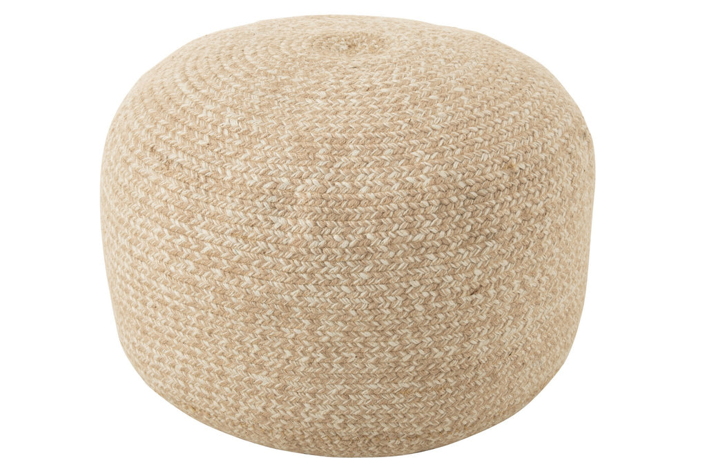 J-Line Poef Miami Outdoor Polyester Naturel/Wit
