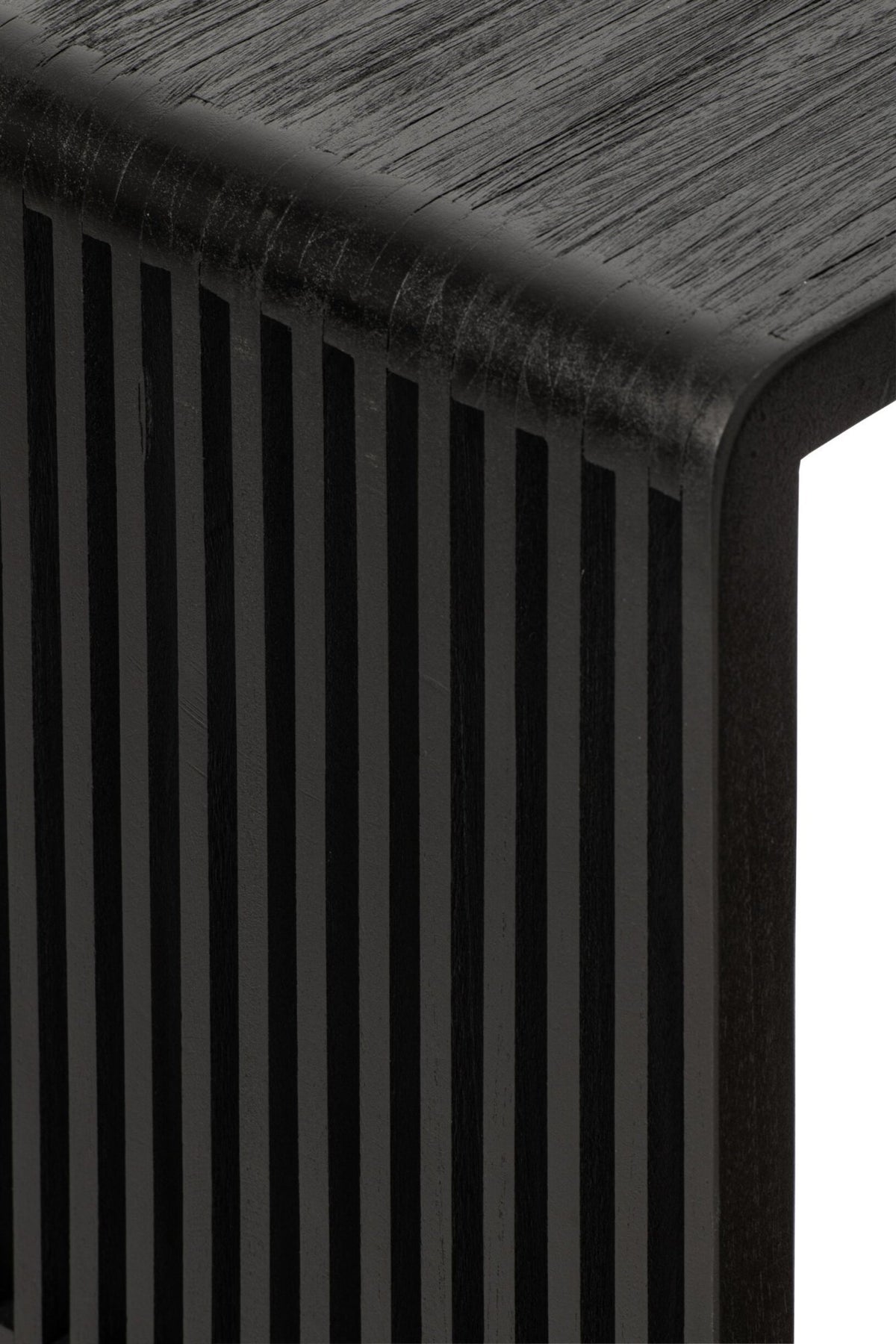 J-Line Bijzettafel met latten - gerecycled hout - zwart