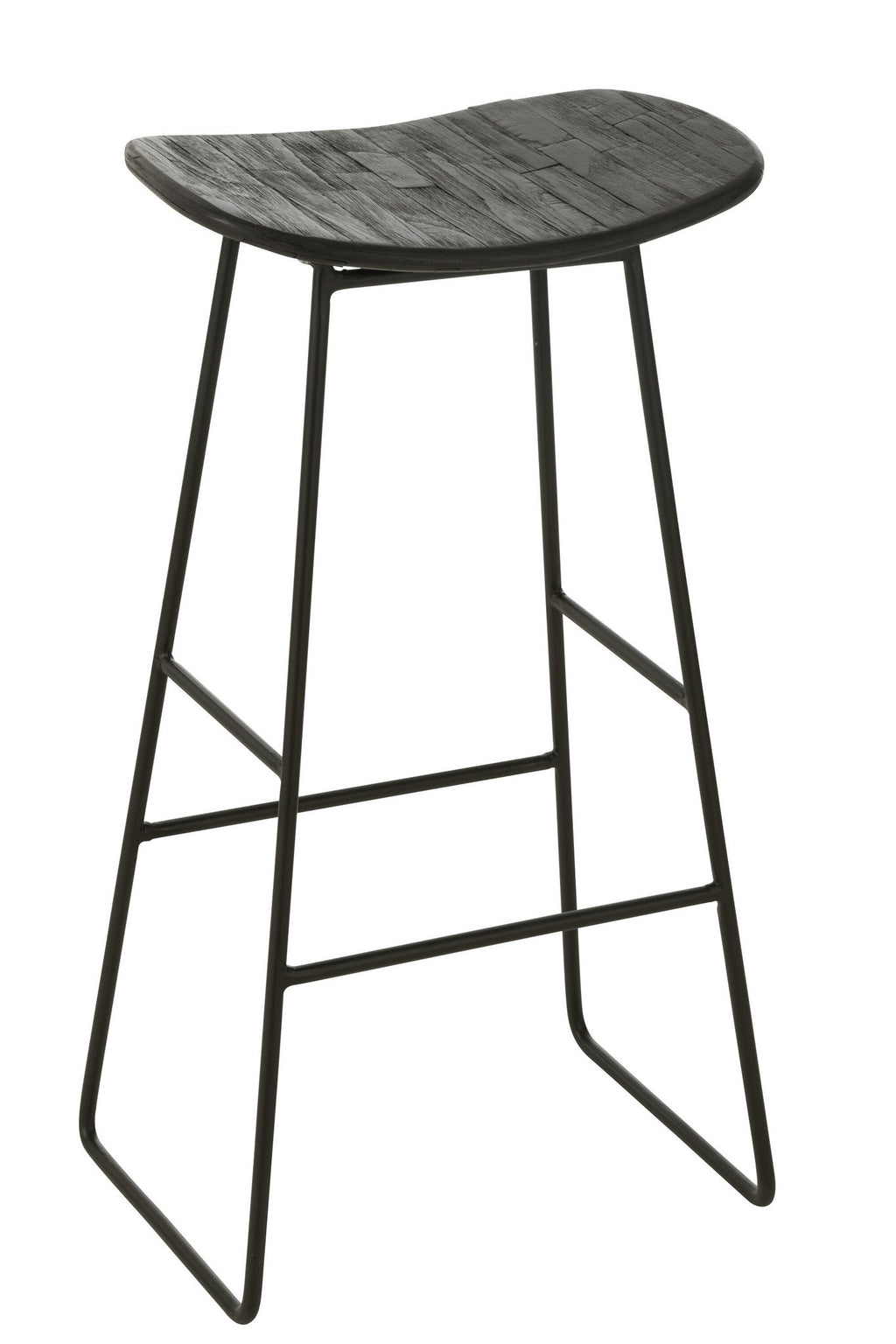 J-Line stoel Rechthoekig - gerecycleerd teak - zwart - large