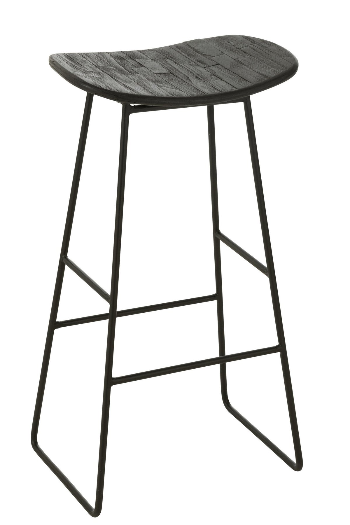 J-Line stoel Rechthoekig - gerecycleerd teak - zwart - large