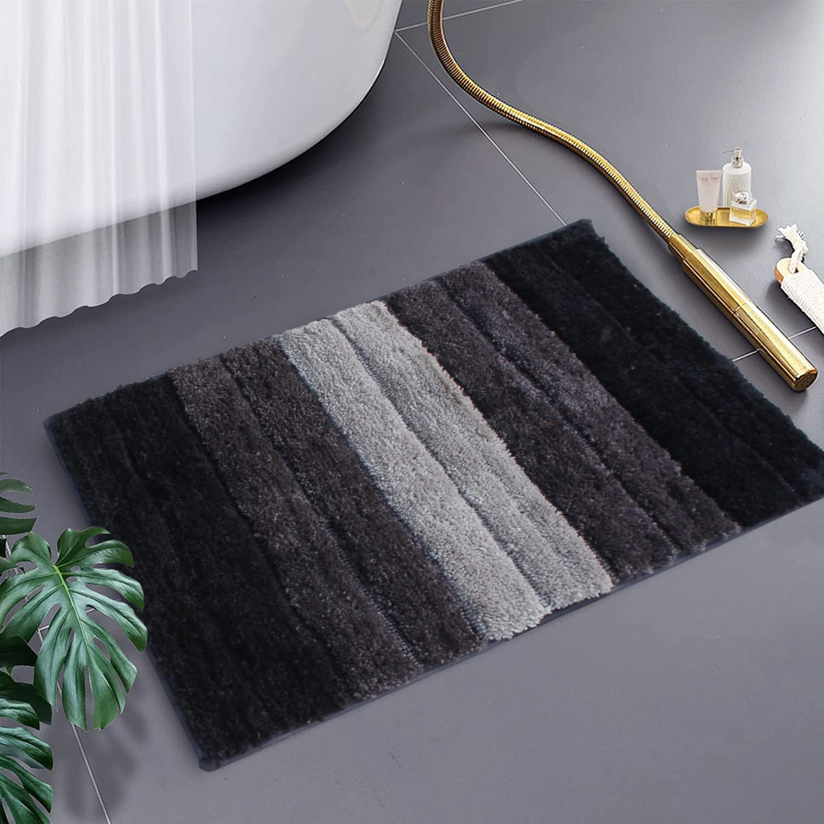 Luxe zachte microvezelbadmat, antislip en ultra-absorberend, 40x60 cm rechthoekig | Antislip, wasbare badkamermat