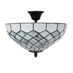 Plafondlamp Tiffany Ø 41x24 cm Grijs Glas Tiffany Lampen