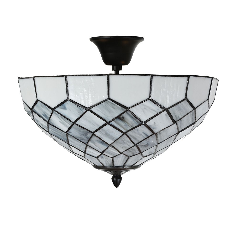 Plafondlamp Tiffany Ø 41x24 cm Grijs Glas Tiffany Lampen