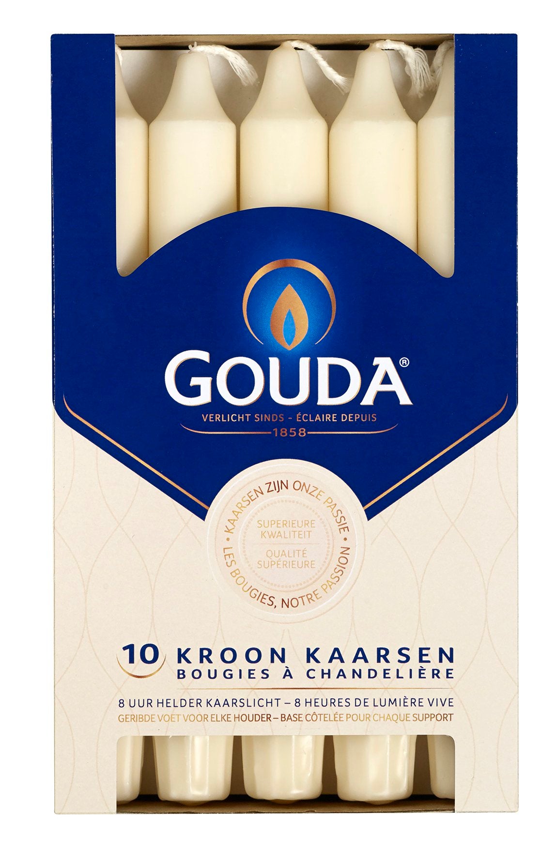 Kroonkaarsen 200/24 doos 10 Ivoor