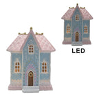 Gingerbread house met LED 12x9x15 cm Blauw Polyresin