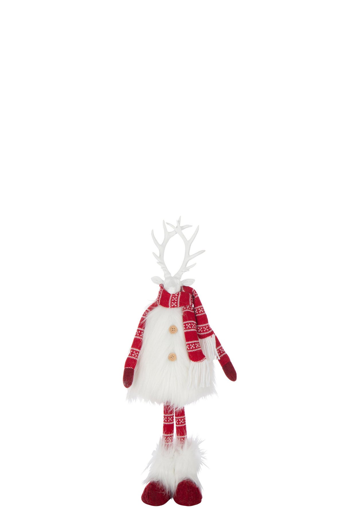 J-Line figuur Hert Bont + Sjaal - polyresin - wit/rood - S