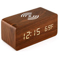 Houten wekker draadloos opladen Bruin