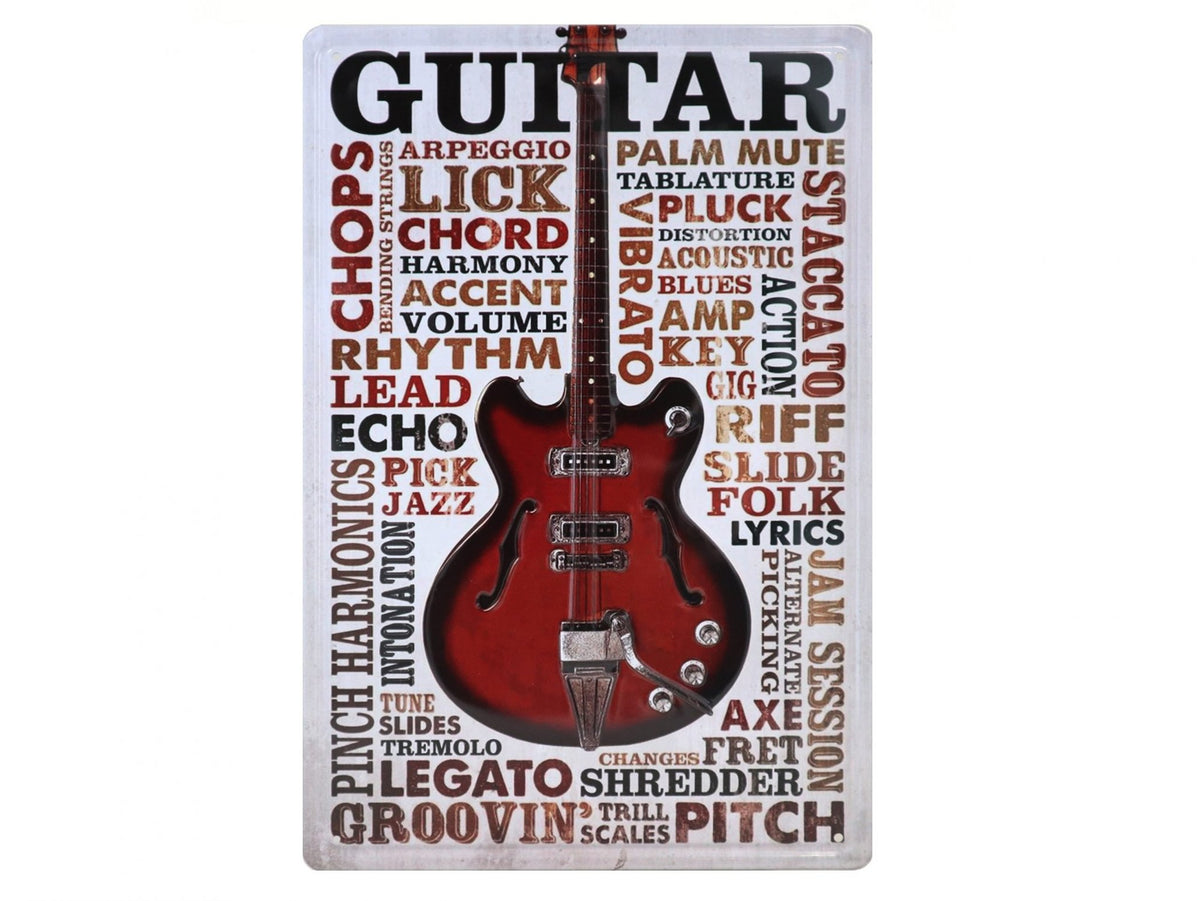 Gitaar Retro Wandbord 30x20
