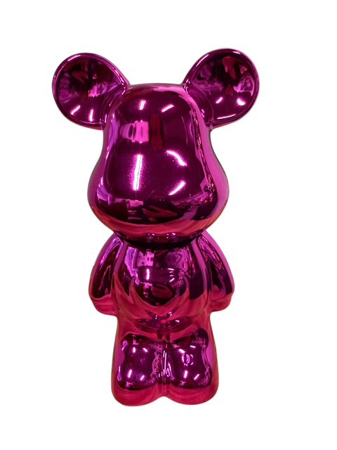Keramieken beer 18cm fuchsia