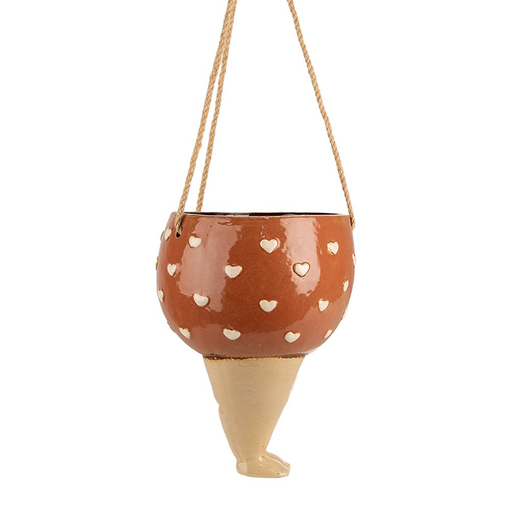 Plantenhanger 17x15x20 cm Roze Beige Keramiek Vrouw Bloempot