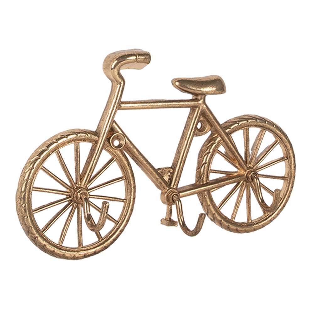 Wandkapstok 3 Haken Fiets 19x4x12 cm Goudkleurig Metaal