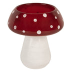 Waxinelichthouder Ø 8x9 cm Rood Wit Glas