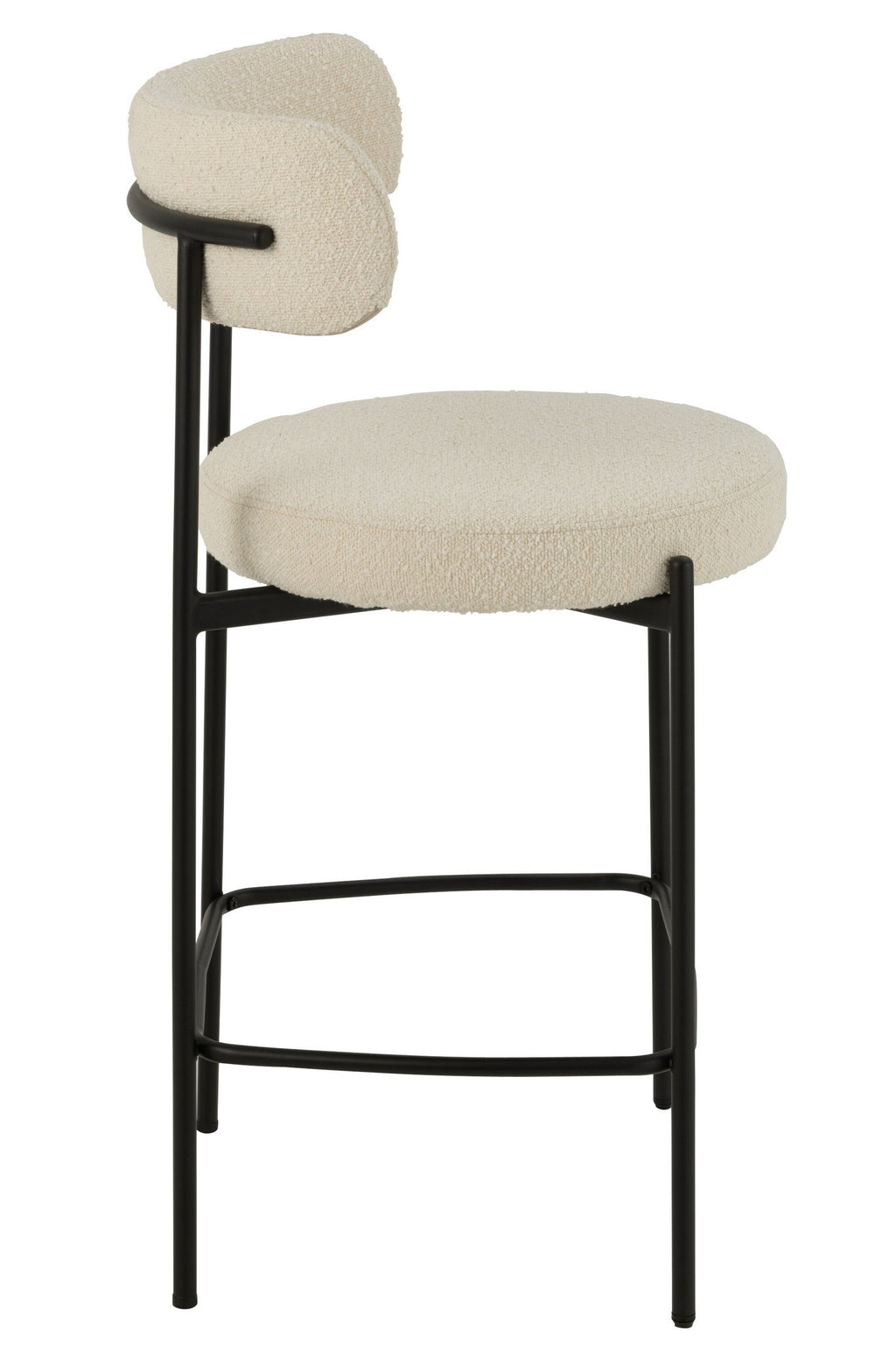 J-Line barstoel boucle - multiplex/polyester - wit/zwart