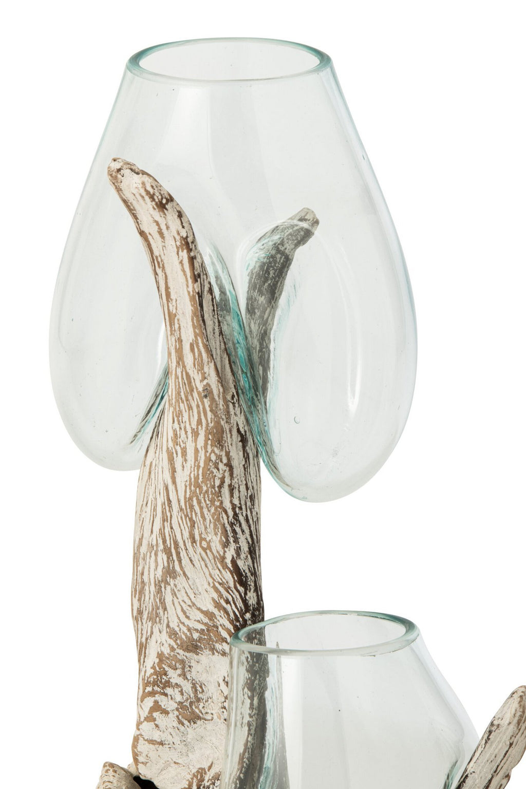 J-Line Vaas op voet - glas - gebroken wit/transparant - extra large