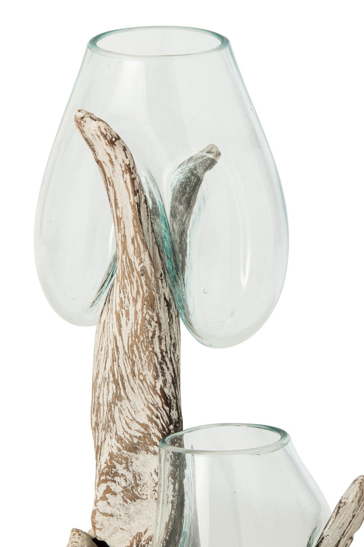 J-Line Vaas op voet - glas - gebroken wit/transparant - extra large
