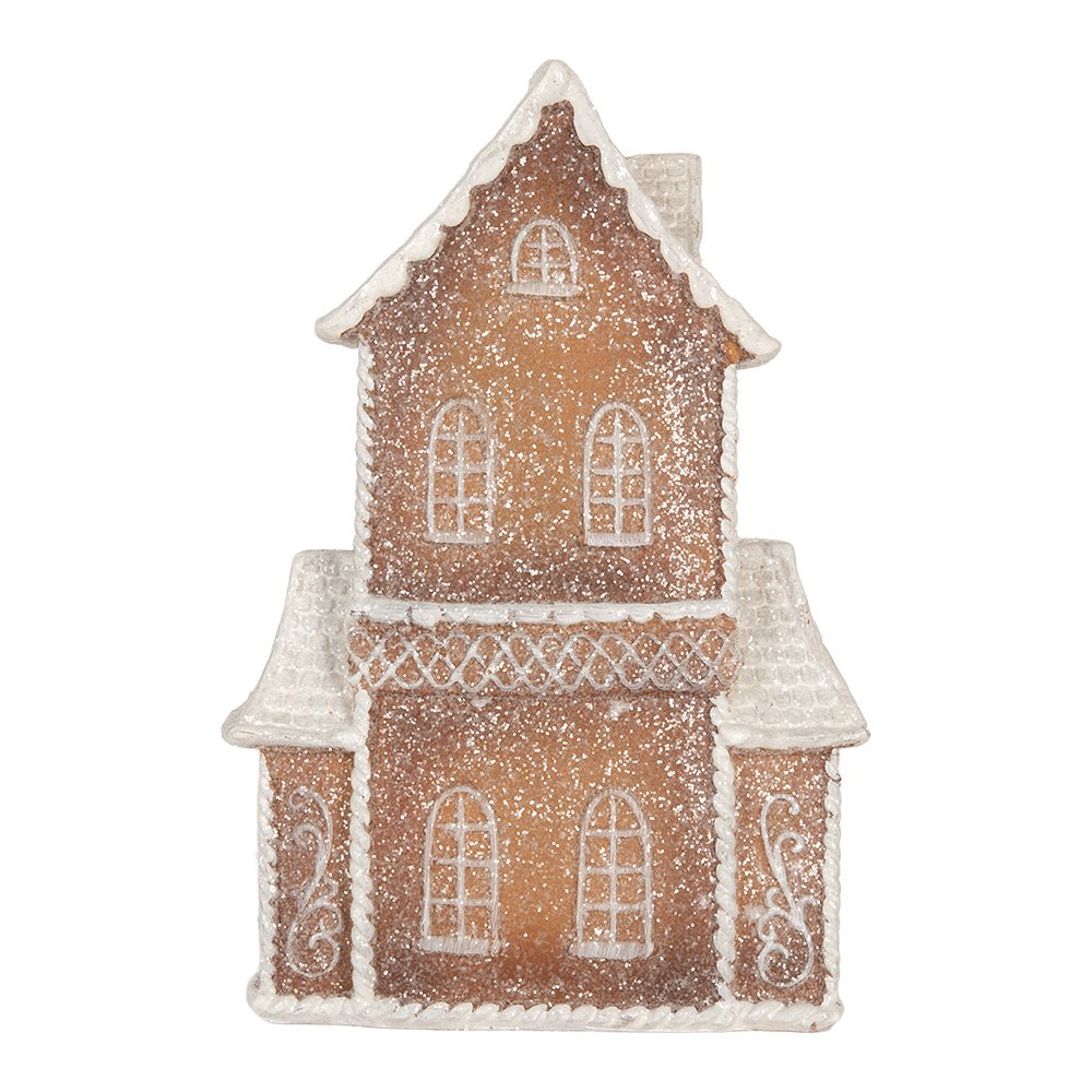 Gingerbread house met LED 16x8x23 cm Bruin Kunststof