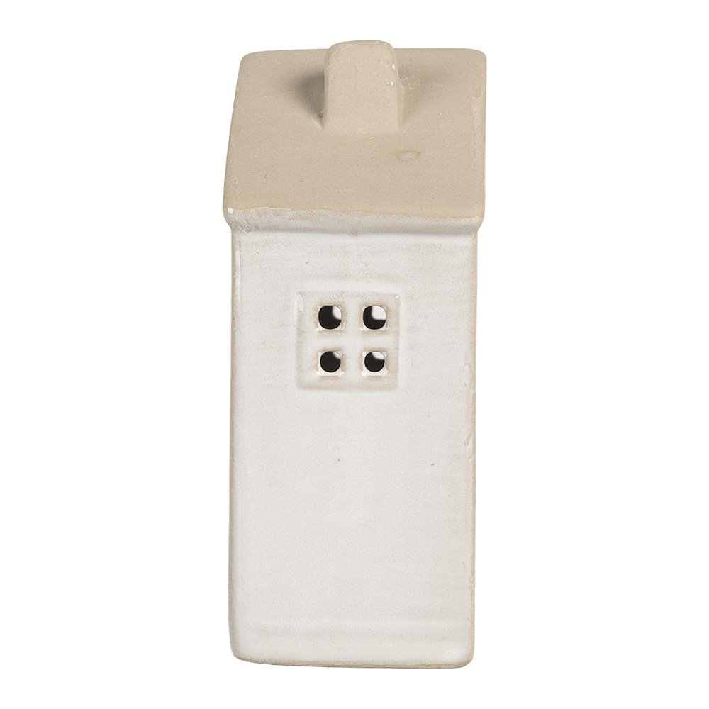 Decoratie Huis met LED 8x5x12 cm Beige Keramiek