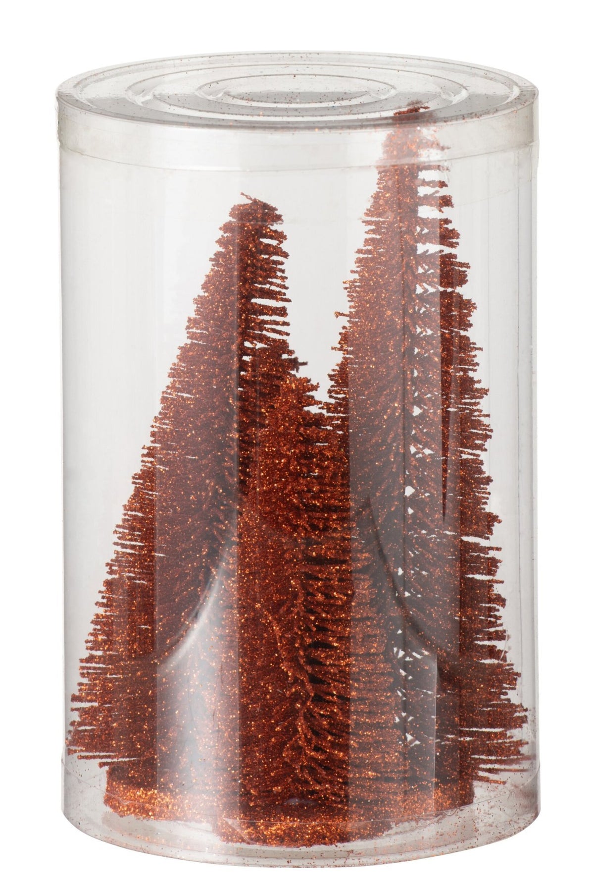 J-Line decoratie kerstboom Glitter - kunststof - koper - doos van 4