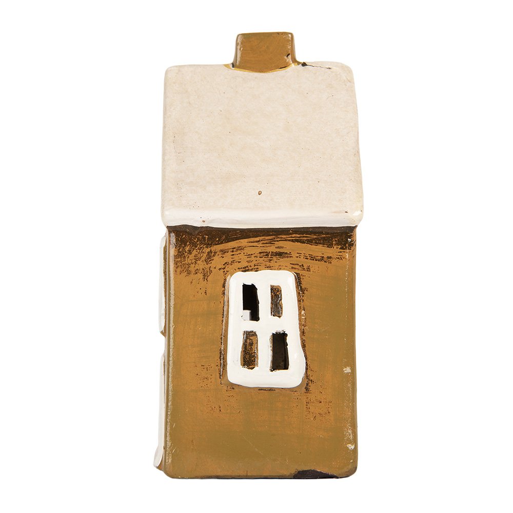Waxinelichthouder Huis 12x8x18 cm Bruin Keramiek