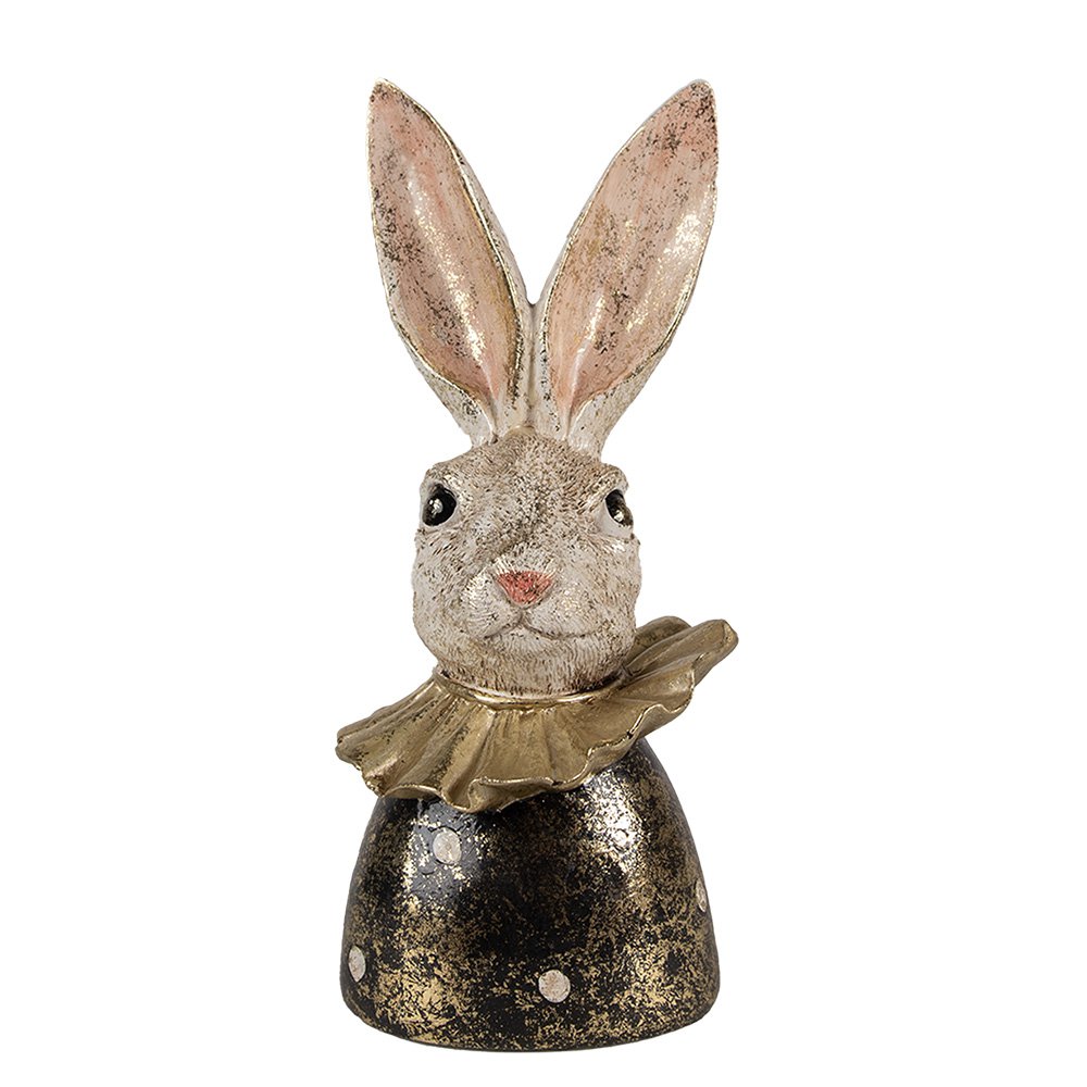 Beeld Konijn 23 cm Wit Goudkleurig Polyresin Paasdecoratie