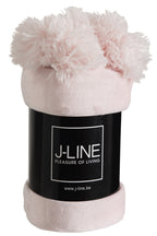 J-Line plaid Pompom - polyester - lichtroze - 170 x 130 cm