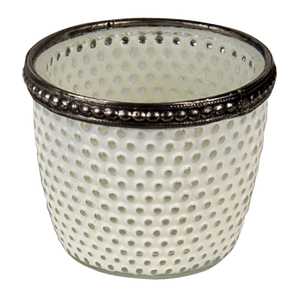 Theelichthouder Ø 7x6 cm Wit Glas Waxinelichthouder