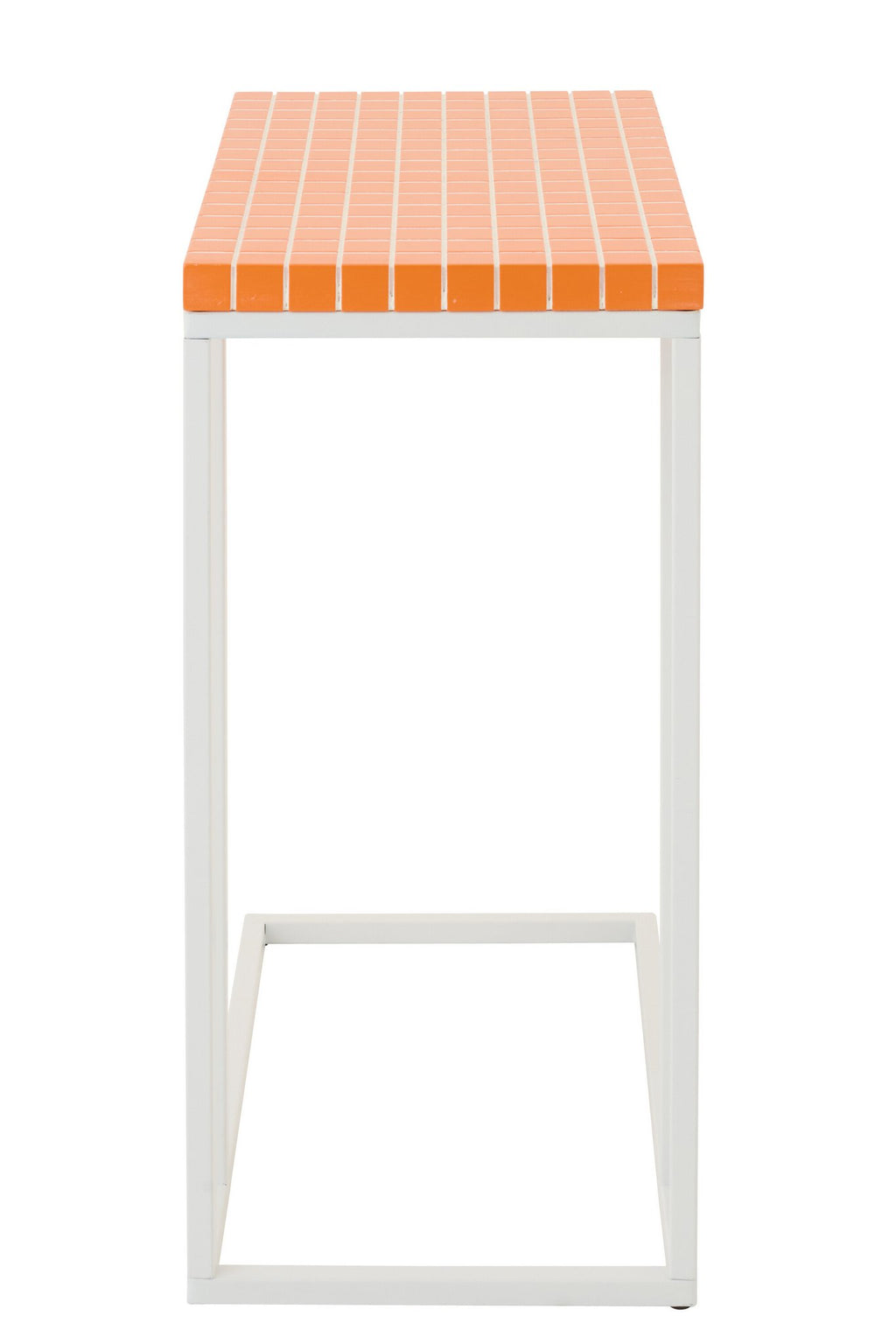 J-Line bijzettafel Rechthoek Geruit - ijzer - oranje/wit