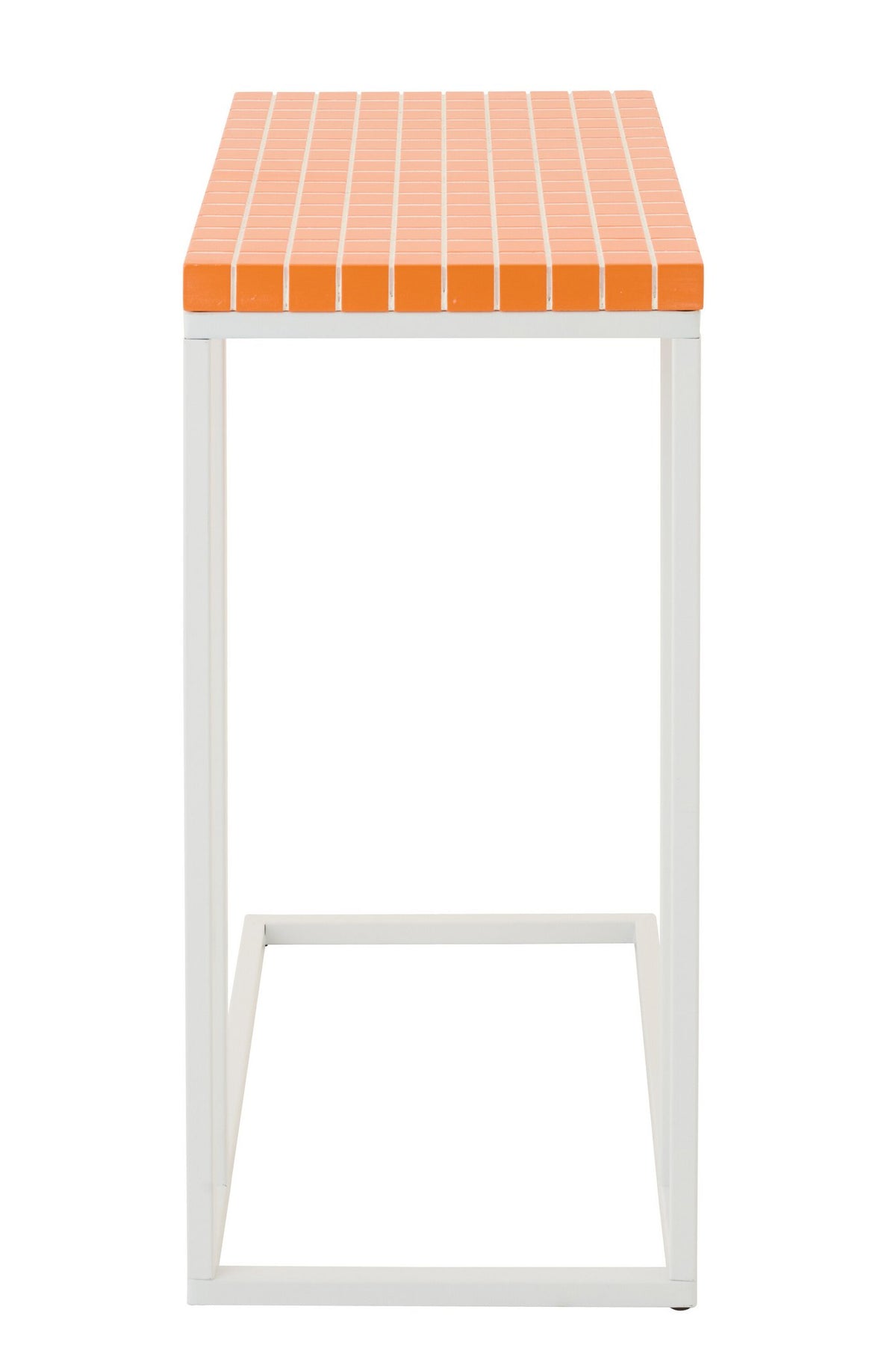 J-Line bijzettafel Rechthoek Geruit - ijzer - oranje/wit