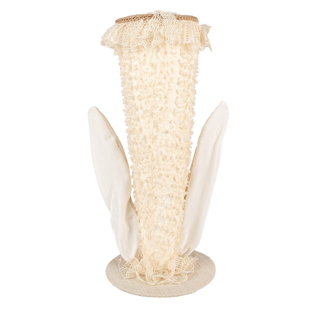 Decoratie Beeld Hoed 20x20x45 cm Beige Textiel Konijn