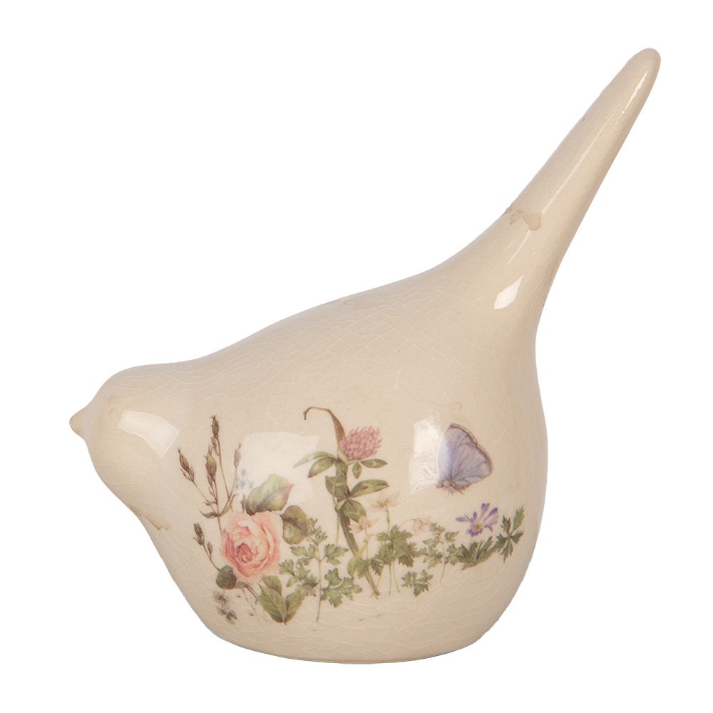 Decoratie Beeld Vogel 14x9x15 cm Beige Keramiek