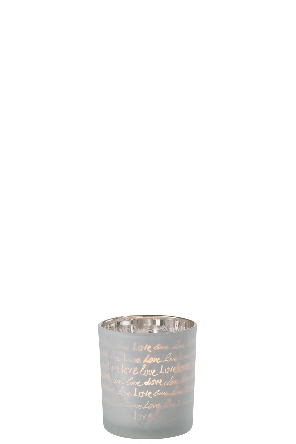 J-Line theelichthouder Love - glas - wit - small