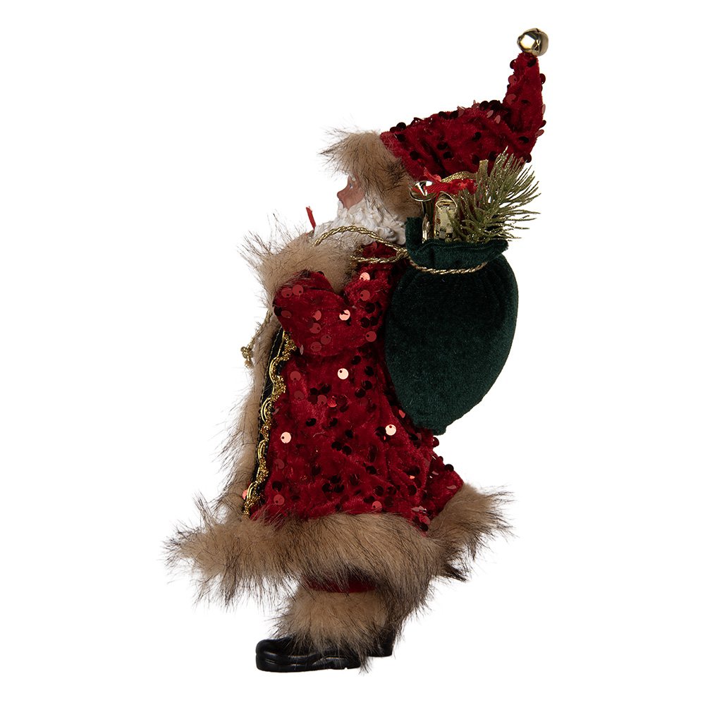 Kerstdecoratie Beeld Kerstman 16x12x31 cm Rood Textiel