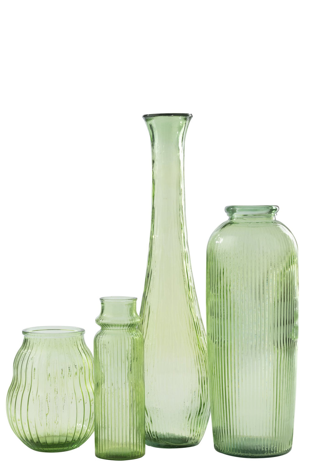 J-Line vaas Gestreept - glas - lichtgroen